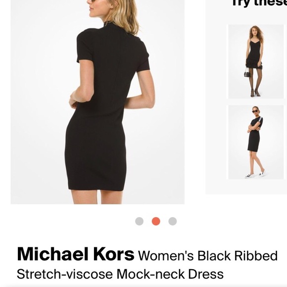 Michael Kors ribbed mock neck mini black dress - Picture 1 of 5